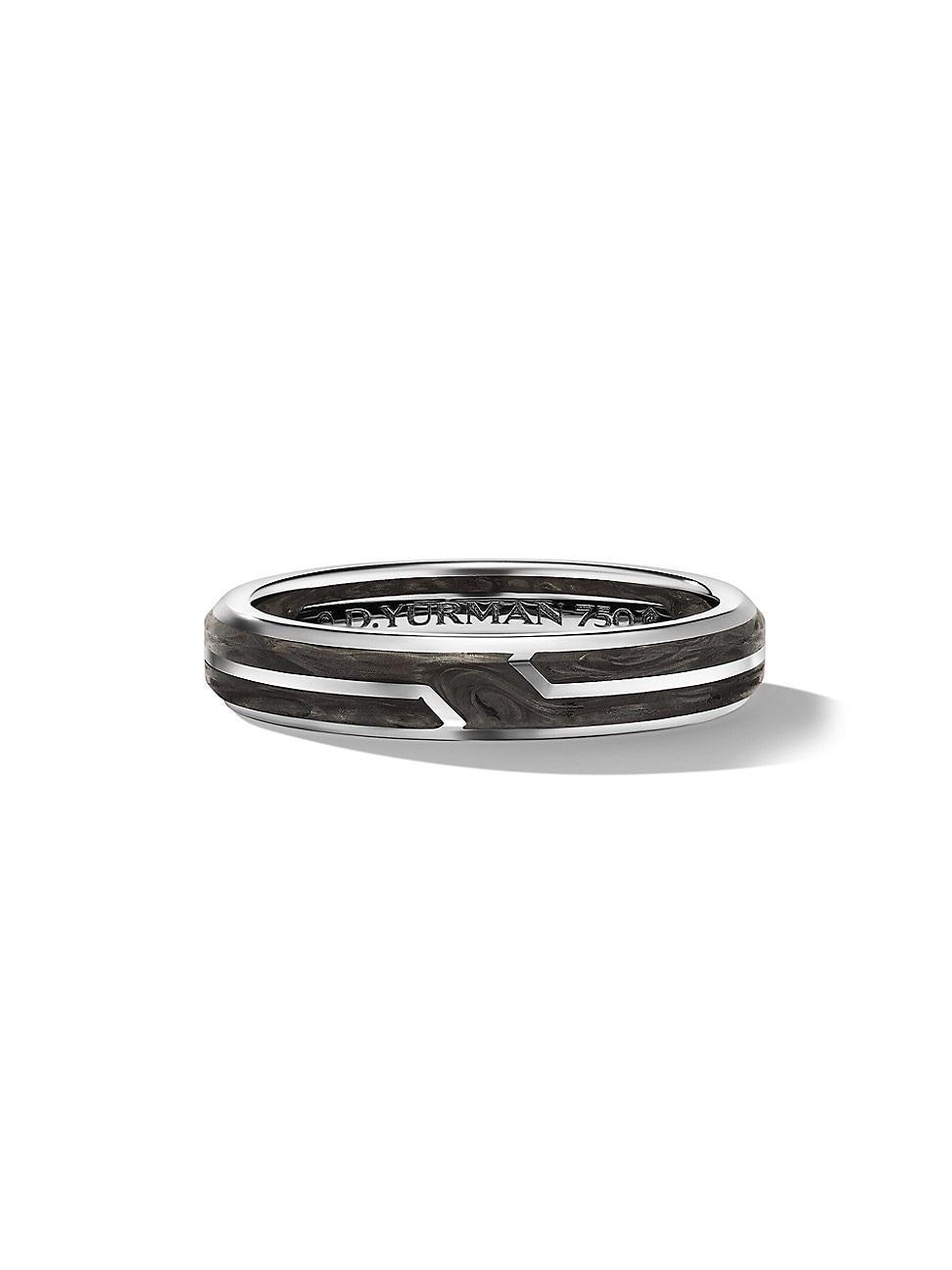 Mens Forged Carbon Band Ring in 18K White Gold, 4MM Product Image