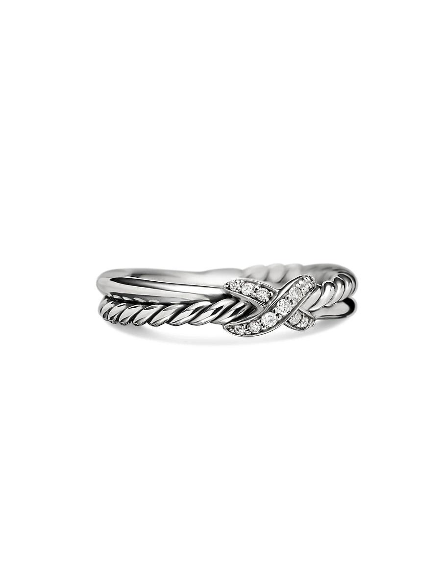 David Yurman Sterling Silver & Diamond Petite X Ring Product Image