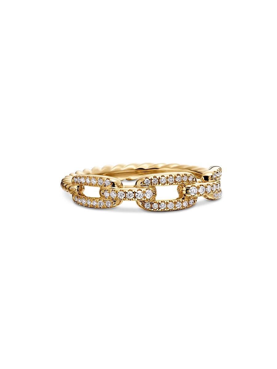 David Yurman Stax Single Row Pave Chain Link Ring with Diamonds in 18K Gold Product Image