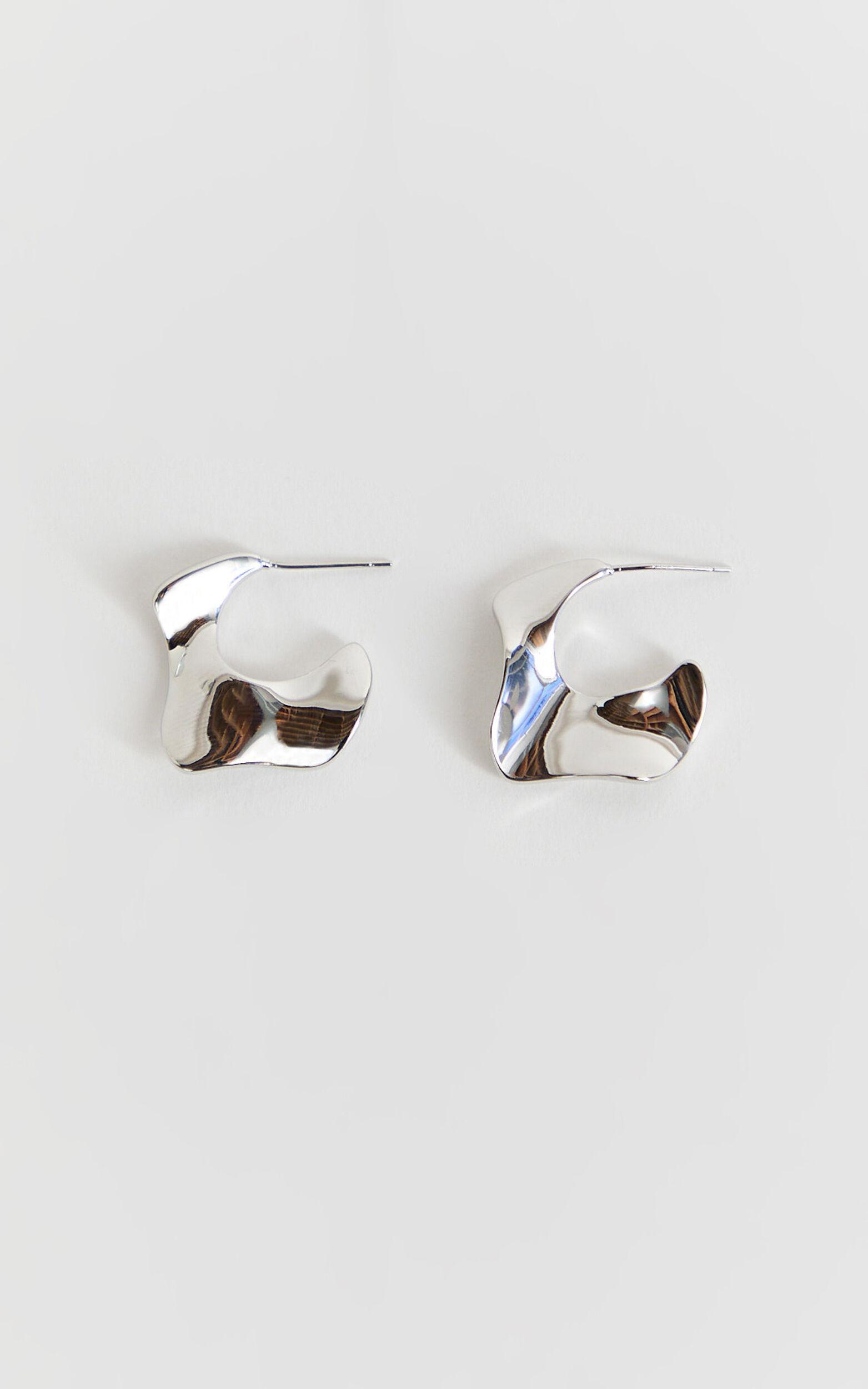 Remi Earrings - Hammered Hoop Earrings in Silver Product Image