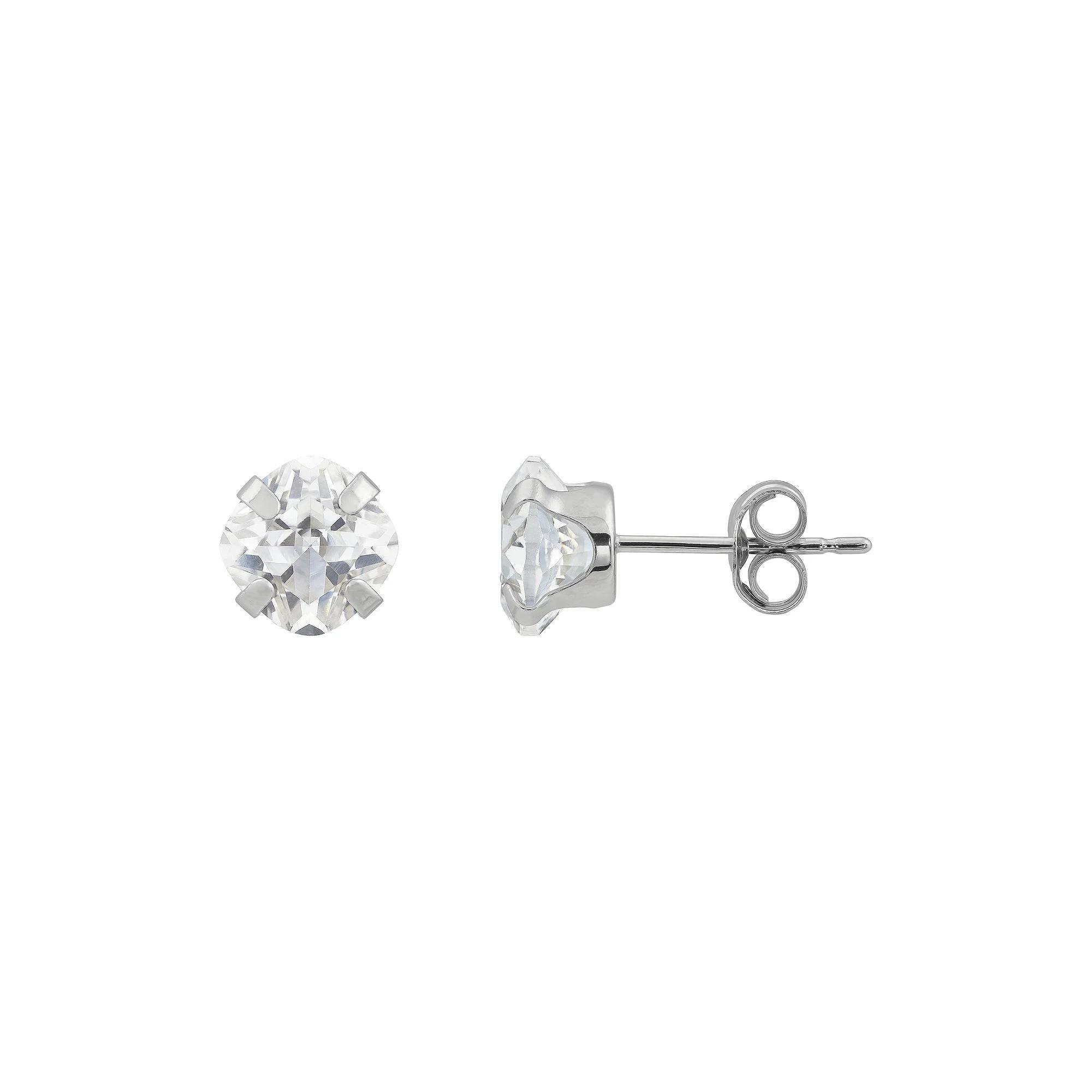 10k White Gold Lab-Created Created White Sapphire Earrings, Women's Product Image