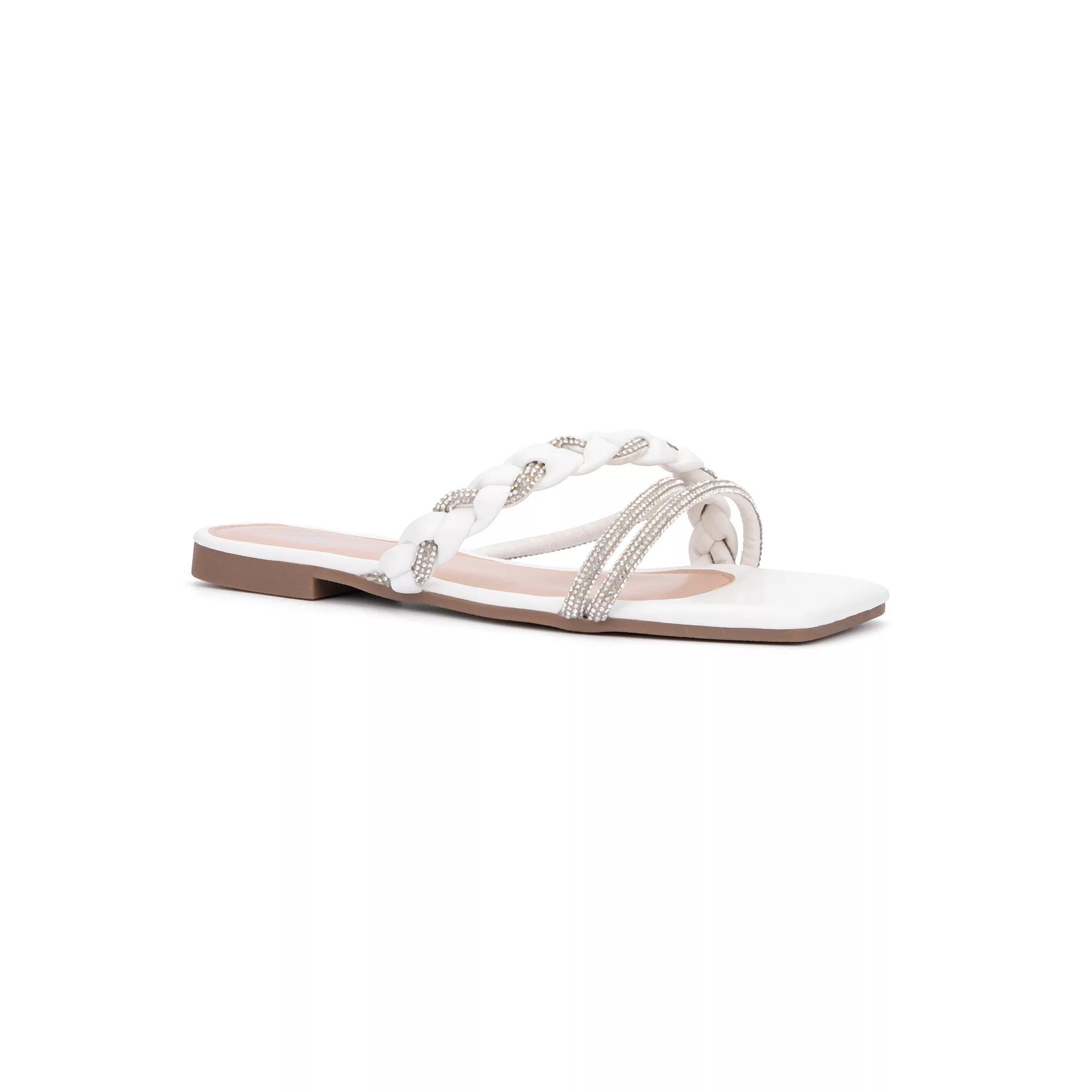New York & Company Alessia Women's Rope Sparkle Slide Sandals, Size: 9, White Product Image