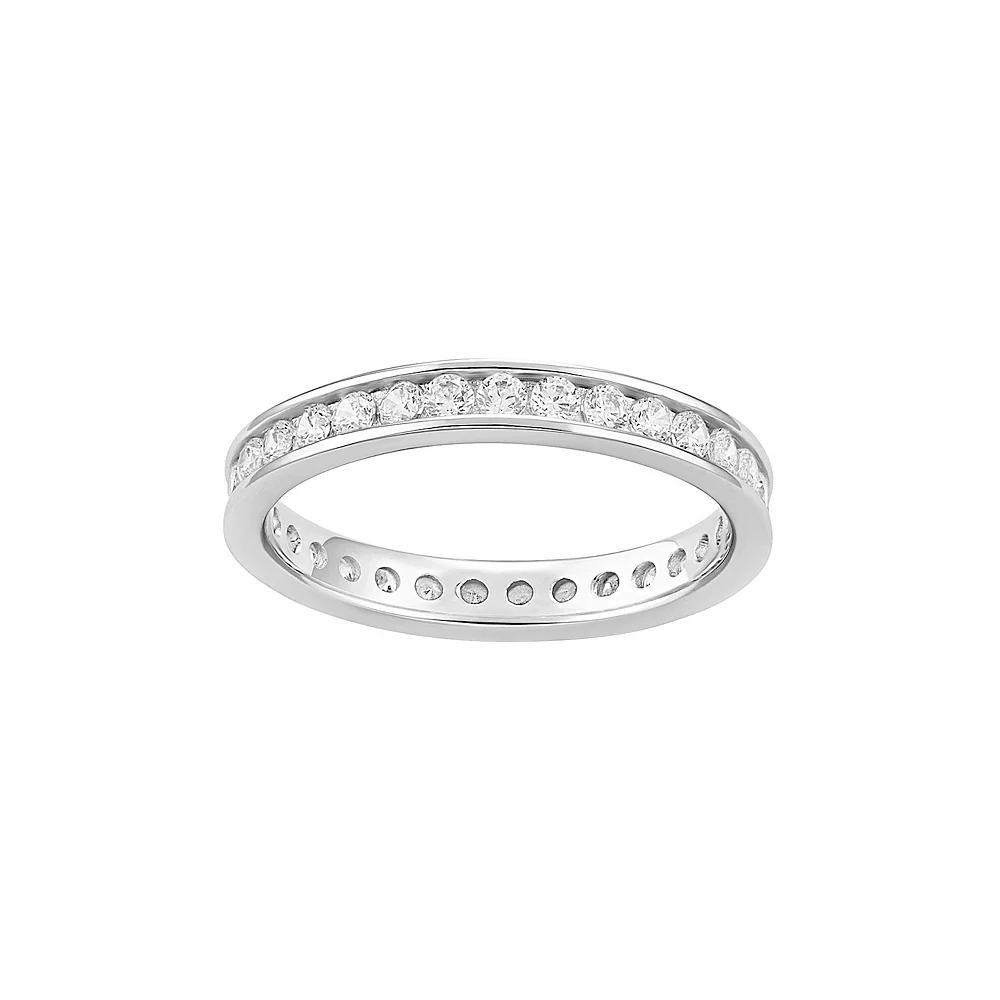 PRIMROSE Cubic Zirconia Channel Band Ring, Women's, Size: 9, Silvertone White Product Image