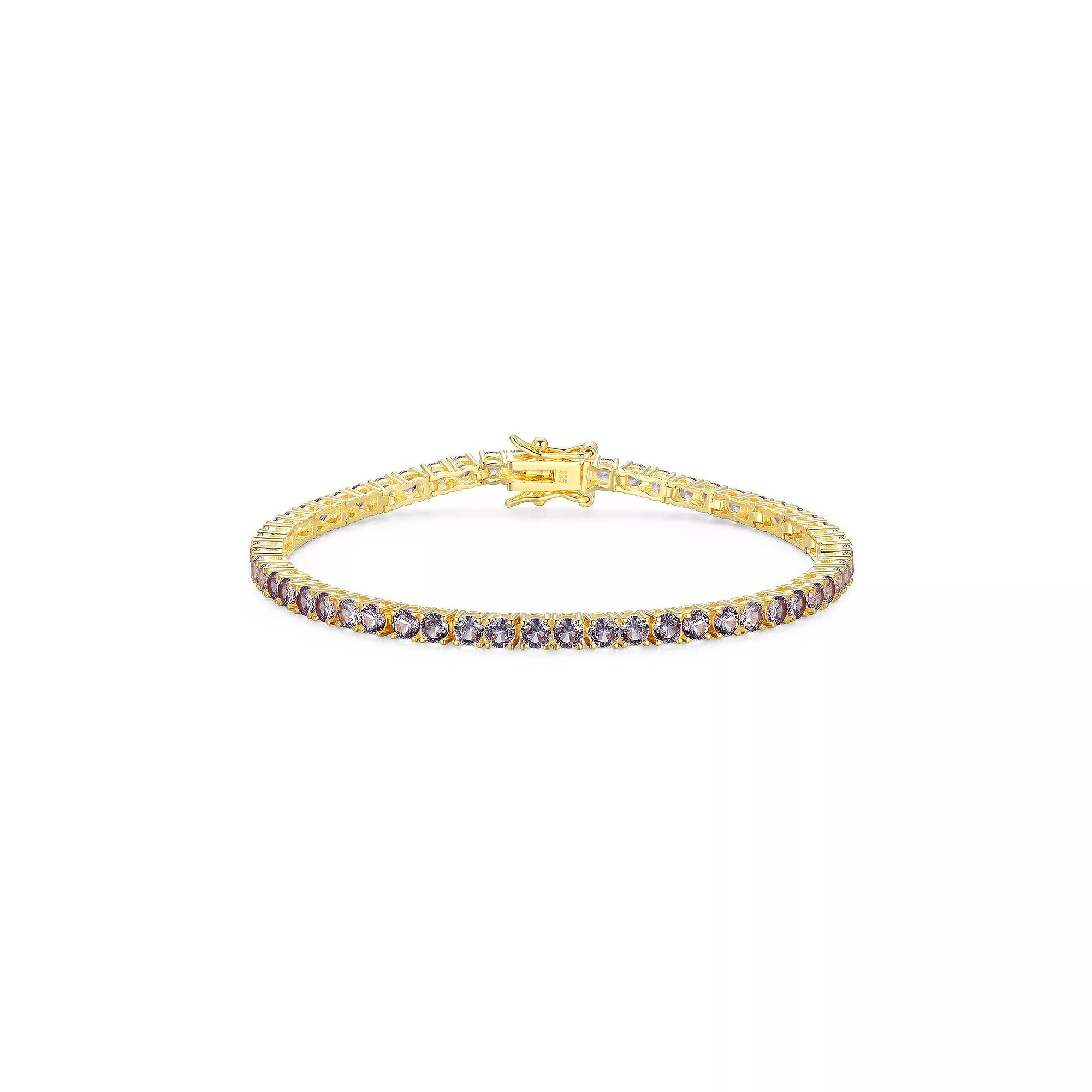 18k Gold over Silver Birthstone Tennis Bracelet, Women's, Size: 7.25", Cr Alexandrite June Product Image