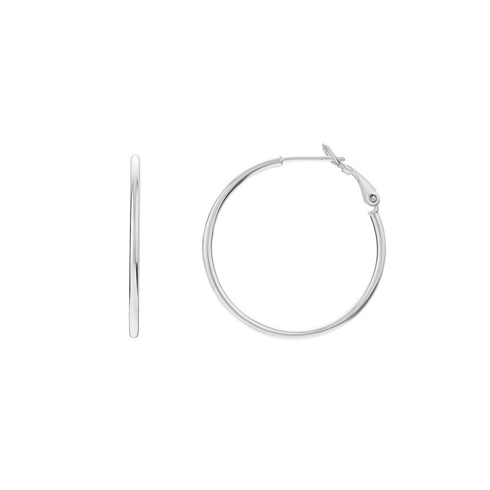 PRIMROSE Sterling Silver Tube Hoop Earrings, Women's, Size: 30MM Product Image