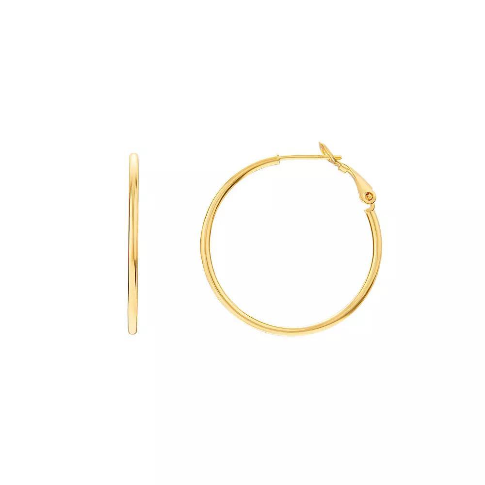 14k Gold Plated Hoop Earrings, Womens Product Image