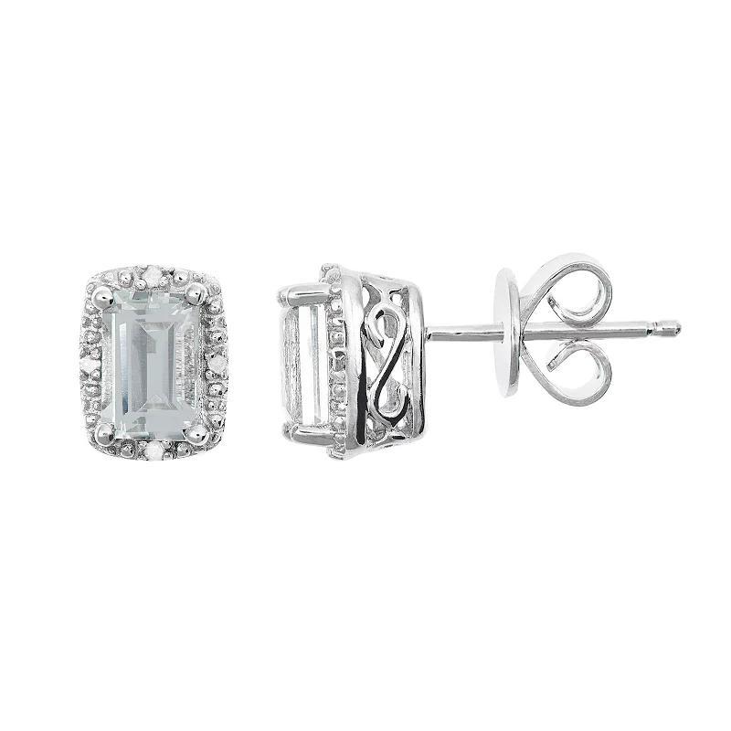 Celebration Gems Sterling Silver Pear Shaped Genuine Amethyst Diamond Accent Stud Earrings, Women's, Blue Topaz Product Image