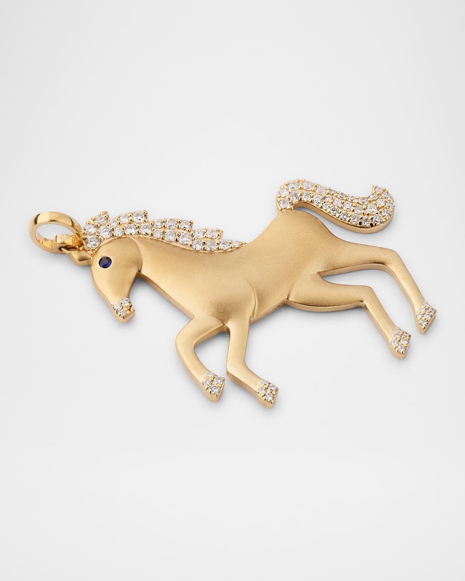 14K Yellow Gold Diamond Horse Charm  Product Image