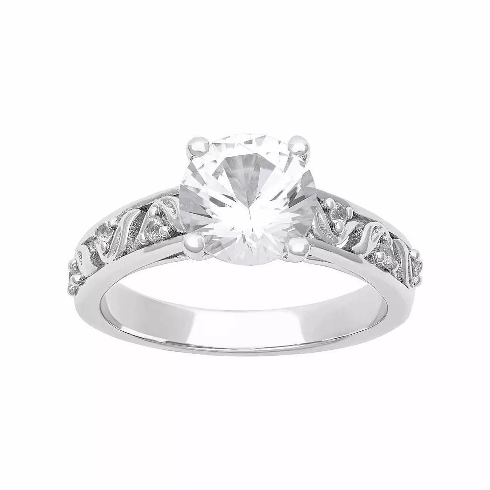 Love Always Sterling Silver 2 1/2 Carat T.W. Lab-Created White Sapphire Engagement Ring, Women's, Size: 5 Product Image