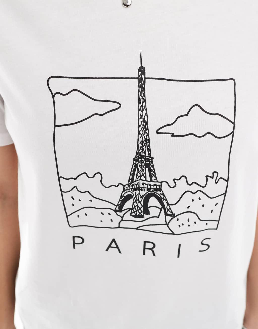 Pieces t-shirt with Paris print in white Product Image