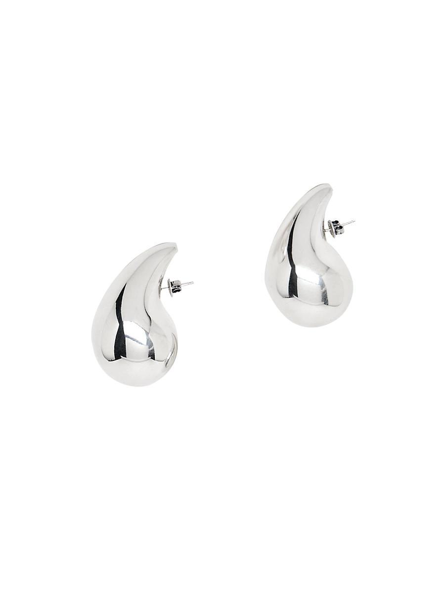 Womens Large Sterling Silver Teardrop Earrings Product Image