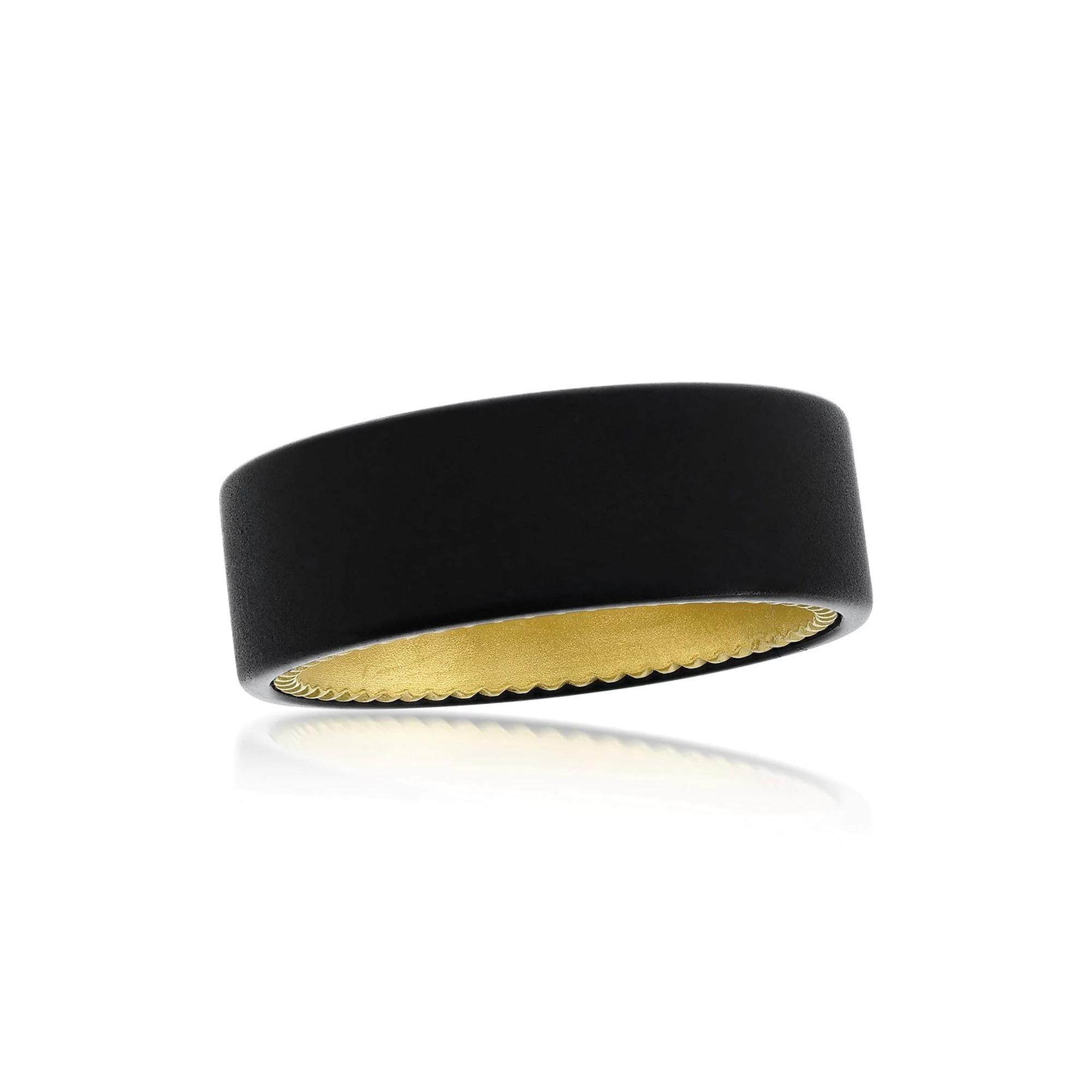 Metallo Matte Black & Gold-Tone Tungsten Ring, Men's, Size: 11 Product Image