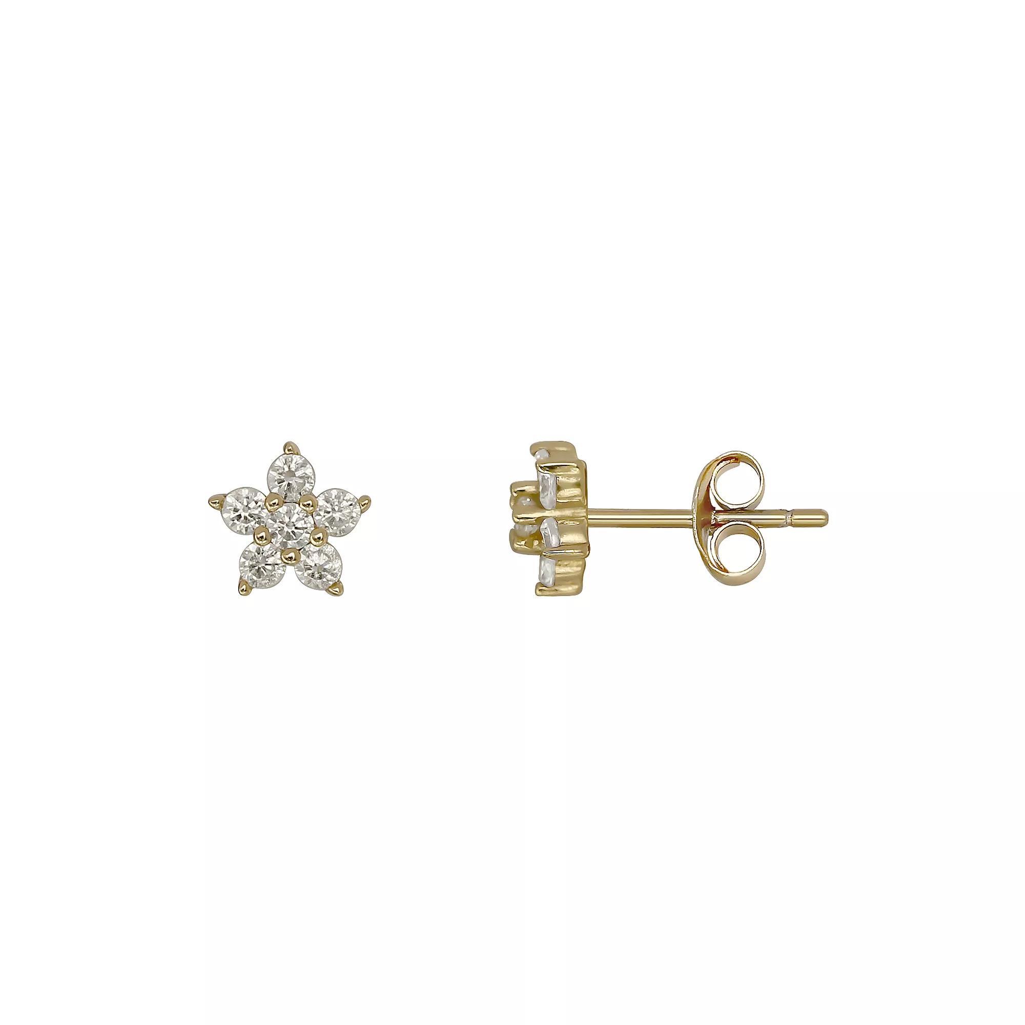 PRIMROSE Sterling Silver Cubic Zirconia Flower Stud Earrings, Women's, Gold Over Sterling Product Image
