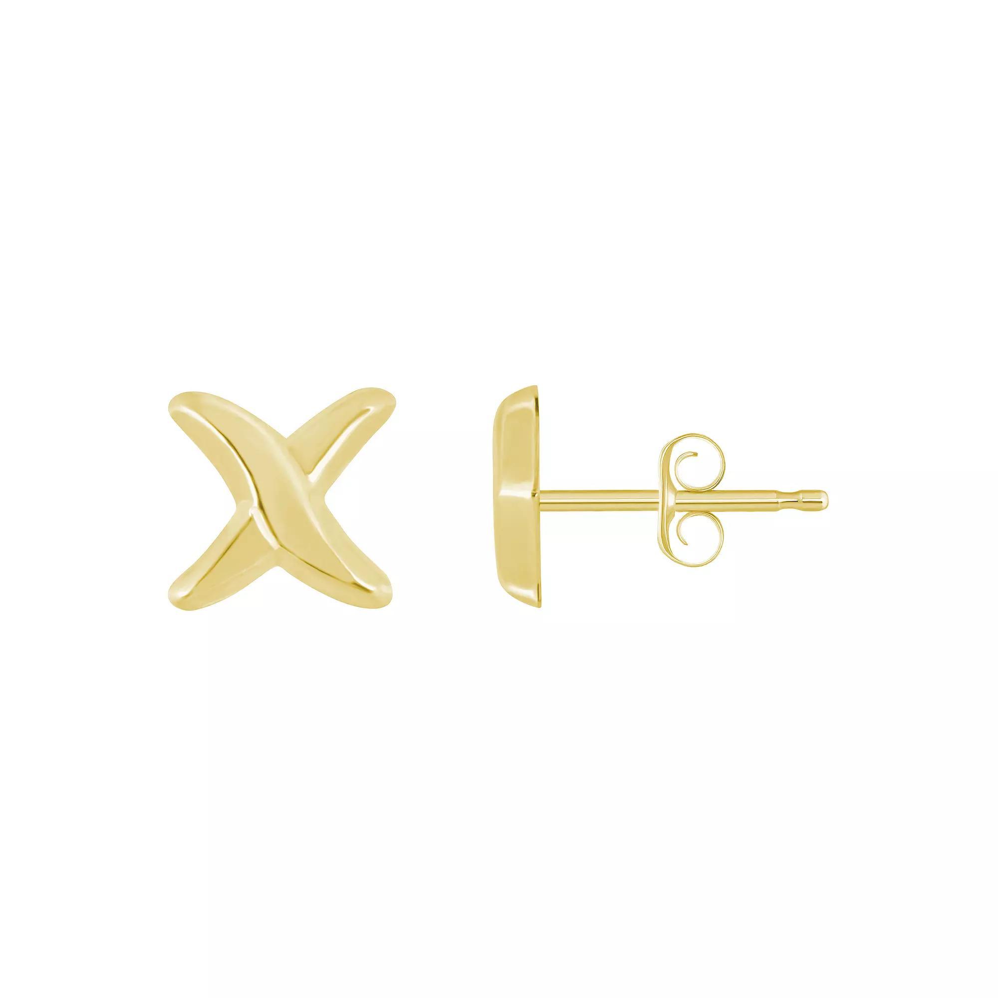 14k Gold X-Shaped Stud Earrings, Women's Product Image