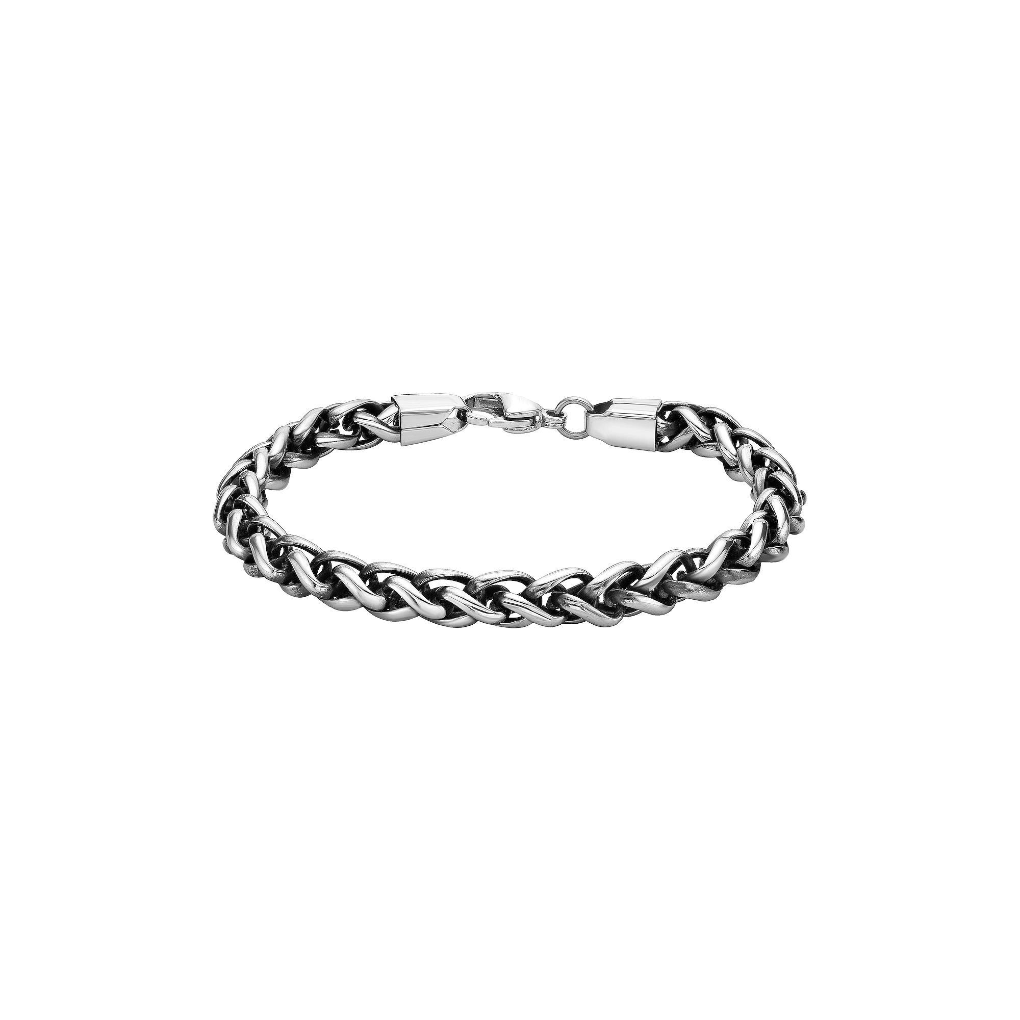 Men's LYNX Antiqued Ion-Plated Stainless Steel Wheat Chain Bracelet, Size: 10" Product Image