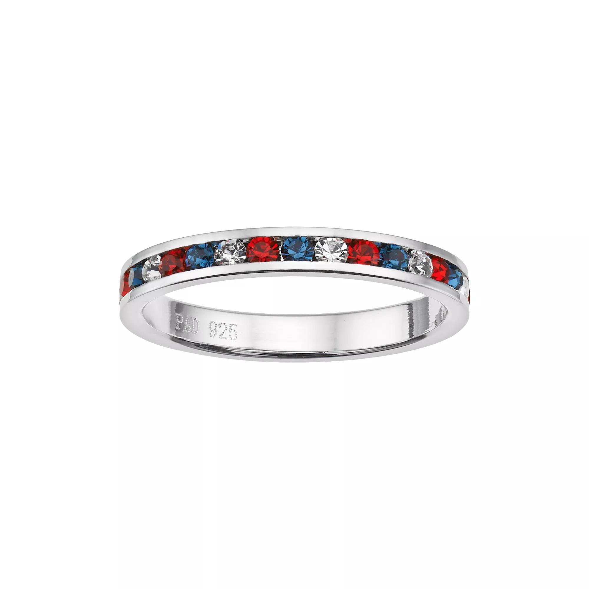 Traditions Jewelry Company Sterling Silver Crystal Eternity Ring, Women's, Size: 6, Red White Blue Product Image