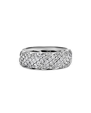 David Yurman Sculpted Cable Band Ring in Sterling Silver with Pave Diamonds Product Image