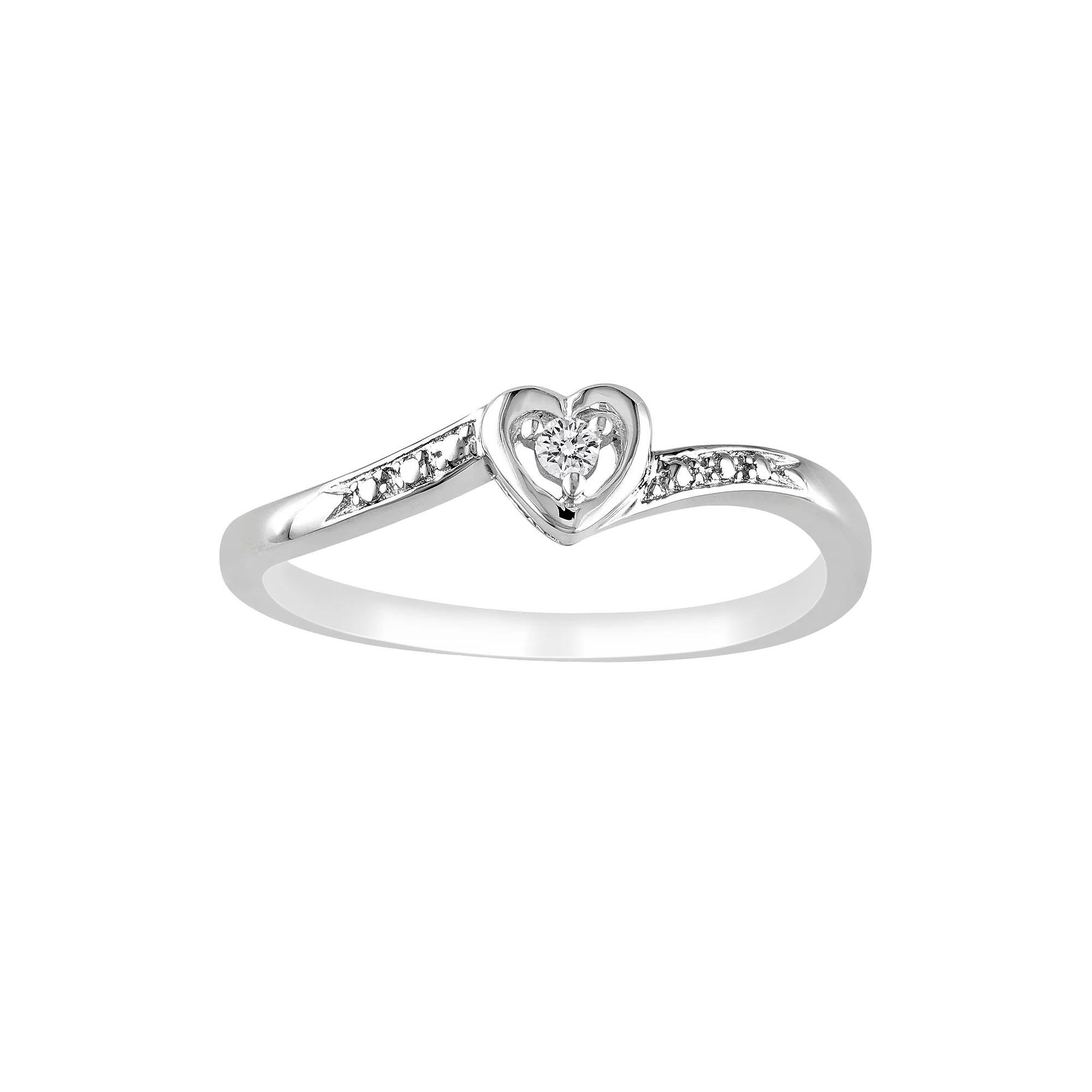 Stella Grace Sterling Silver Diamond Accent Heart Ring, Womens White Product Image