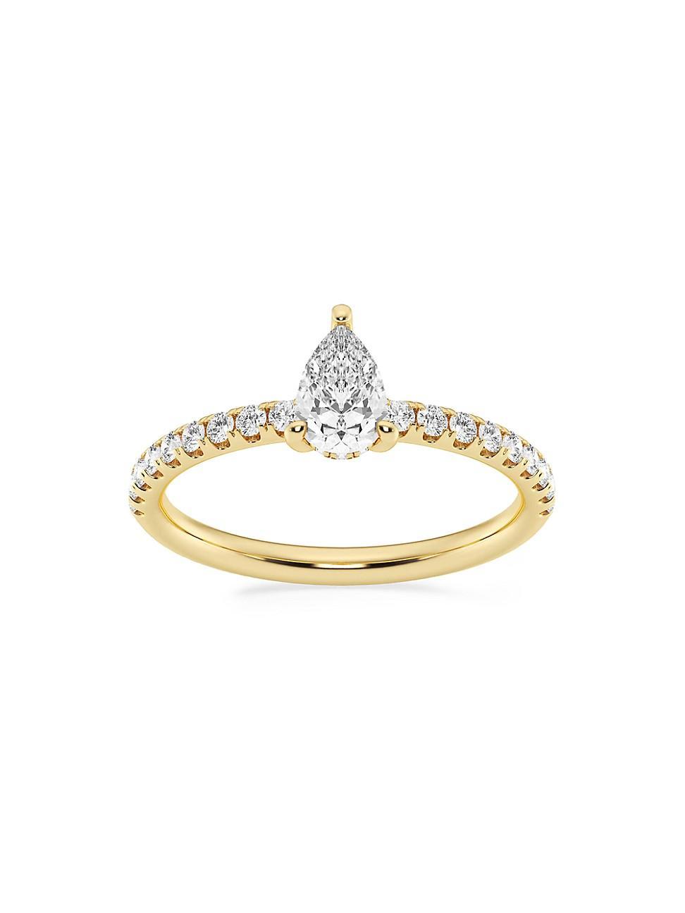 Womens 14K Yellow Gold & Pear-Cut Lab-Grown Diamond Hidden Halo Ring/0.80-3.41 TCW Product Image