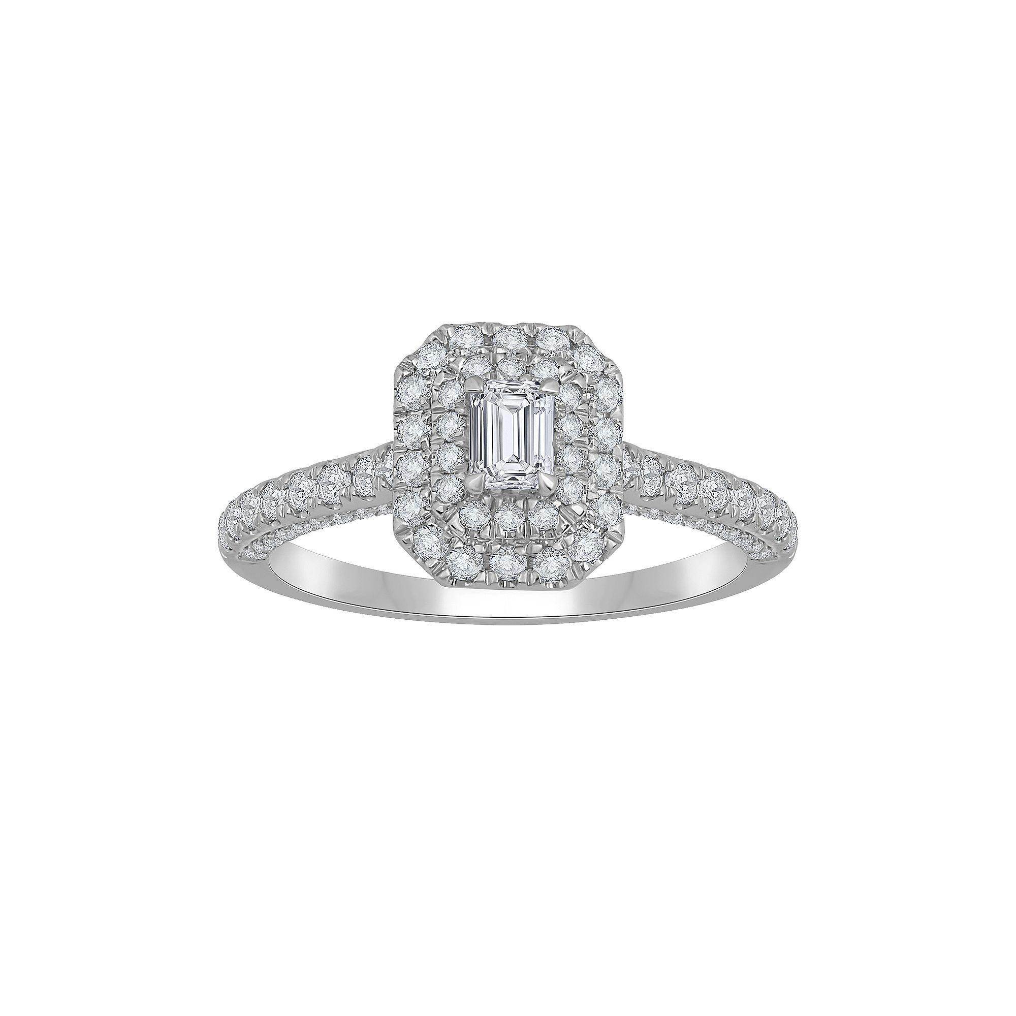 Diamond Medley 14k White Gold 1 Carat T.W. Lab-Grown Diamond Cushion Halo Ring, Women's, Size: 6, 14k Whgold Product Image