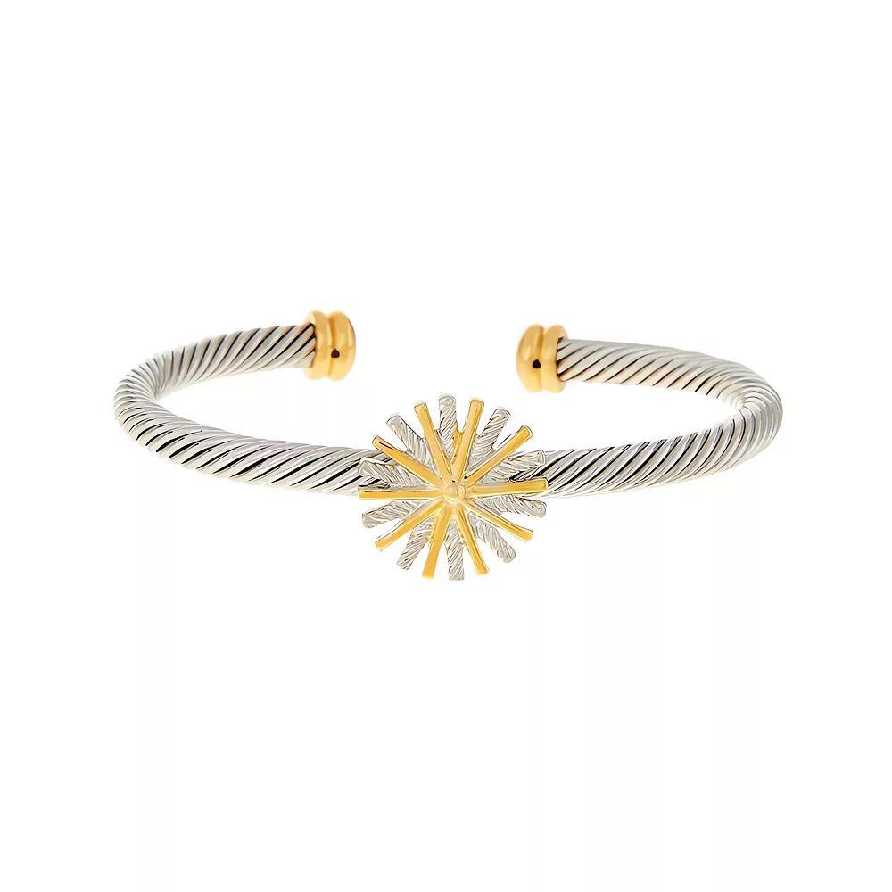 Juvell Two-Tone 18k Gold Plated Starburst Cuff Bracelet, Women's, Two Tone Product Image