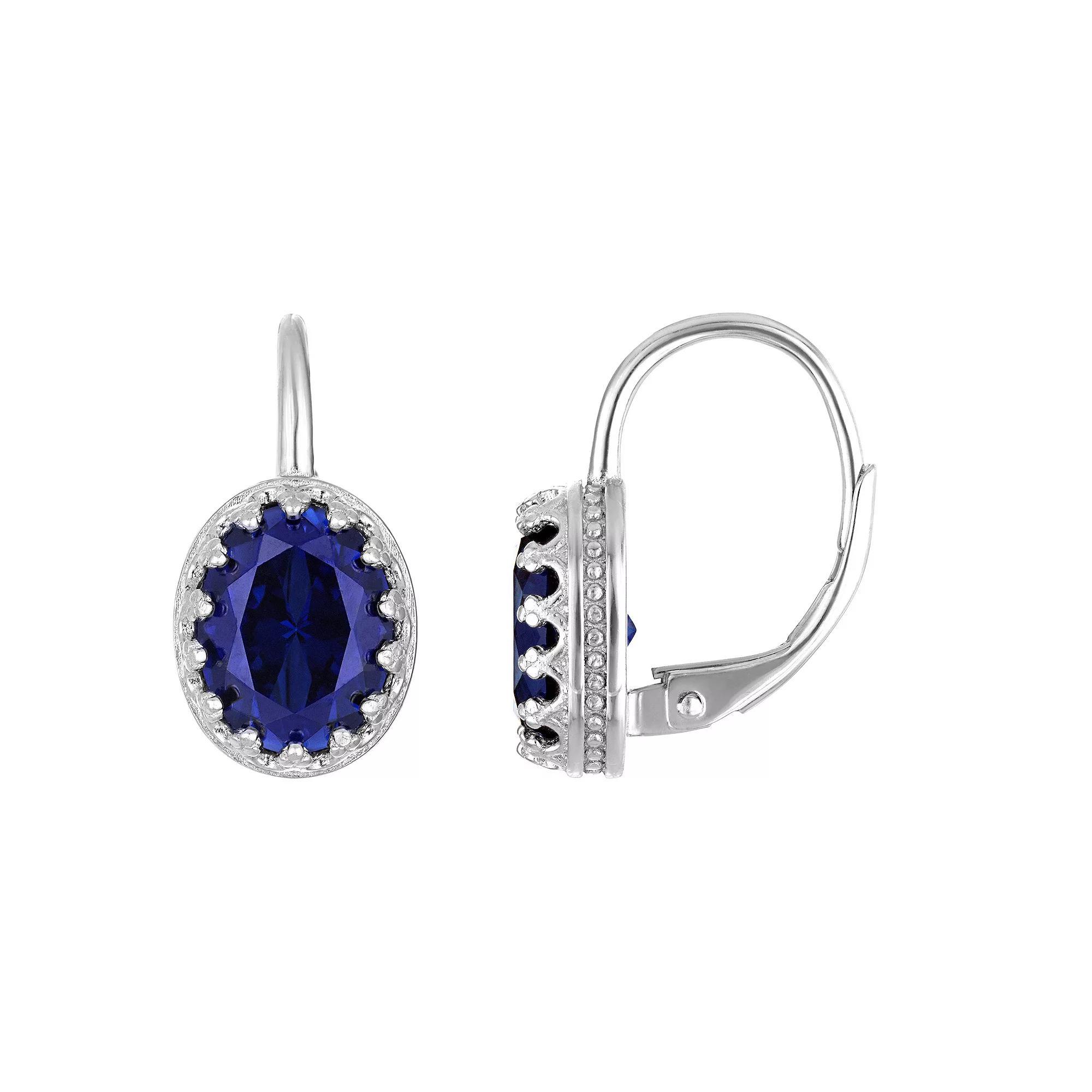 Designs by Gioelli Sterling Silver Gemstone Leverback Earrings, Women's, Cr White Blue Product Image