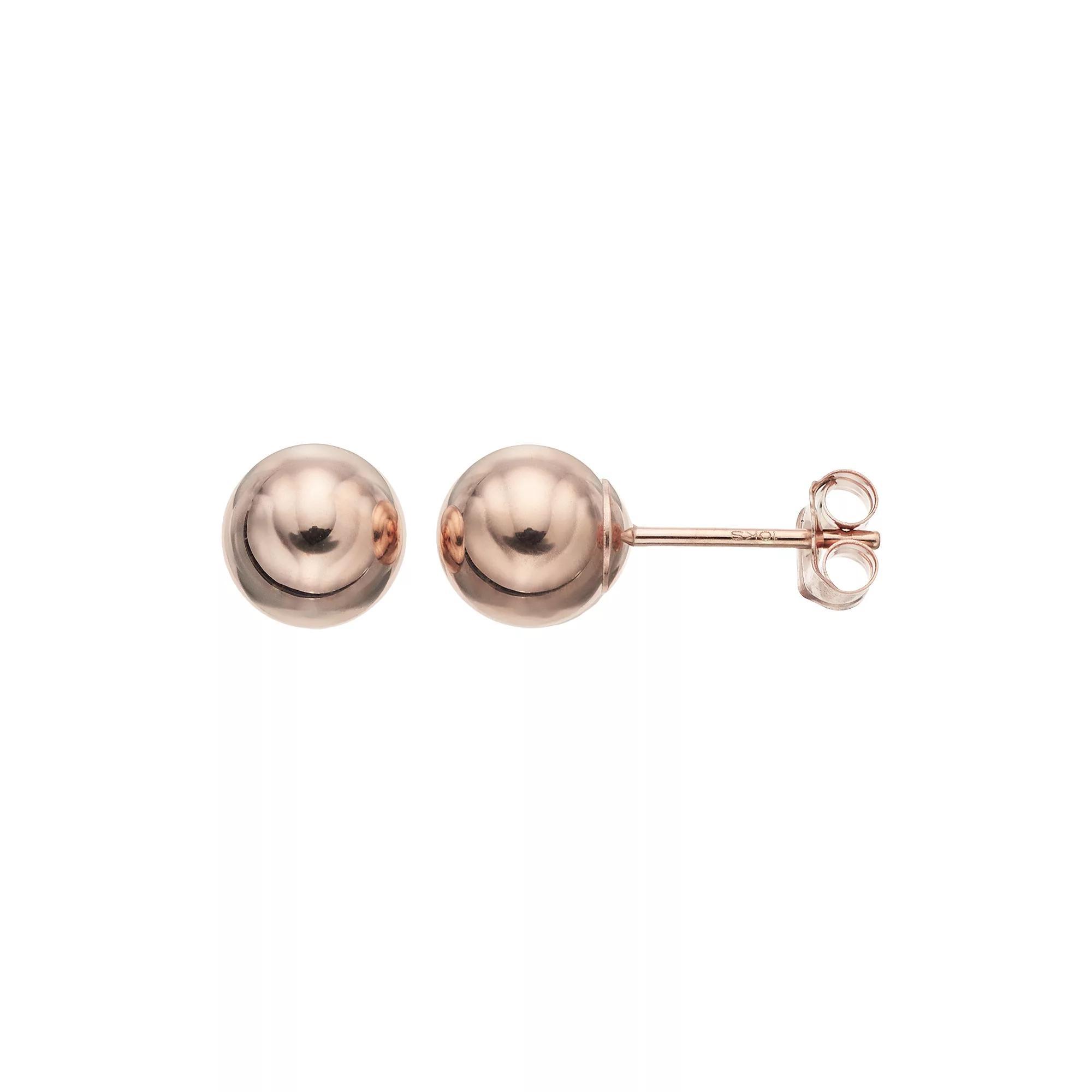 Taylor Grace 10k Rose Gold Ball Stud Earrings, Women's, 10k Pink Product Image