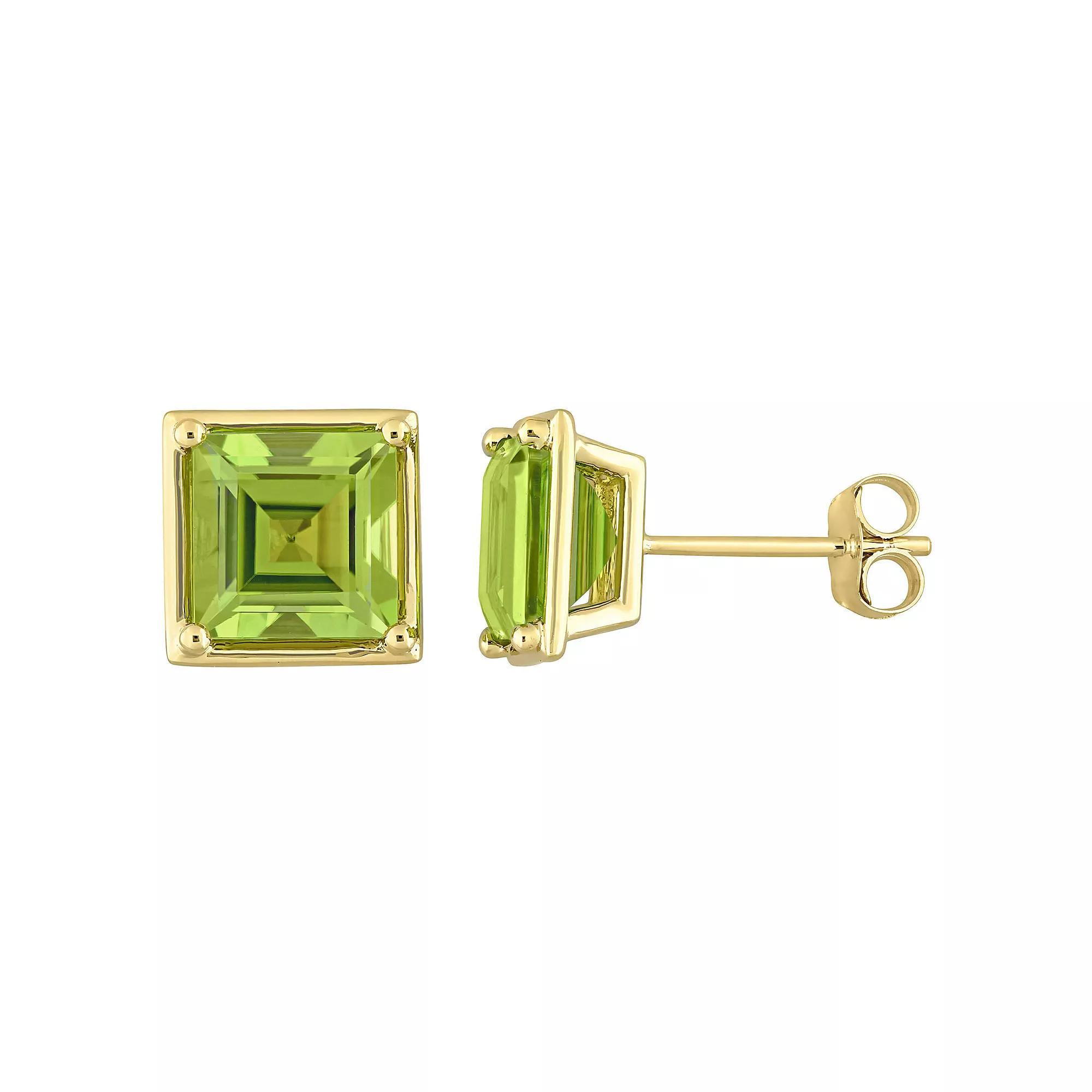 Stella Grace 14k Gold Square Peridot Stud Earrings, Womens Product Image