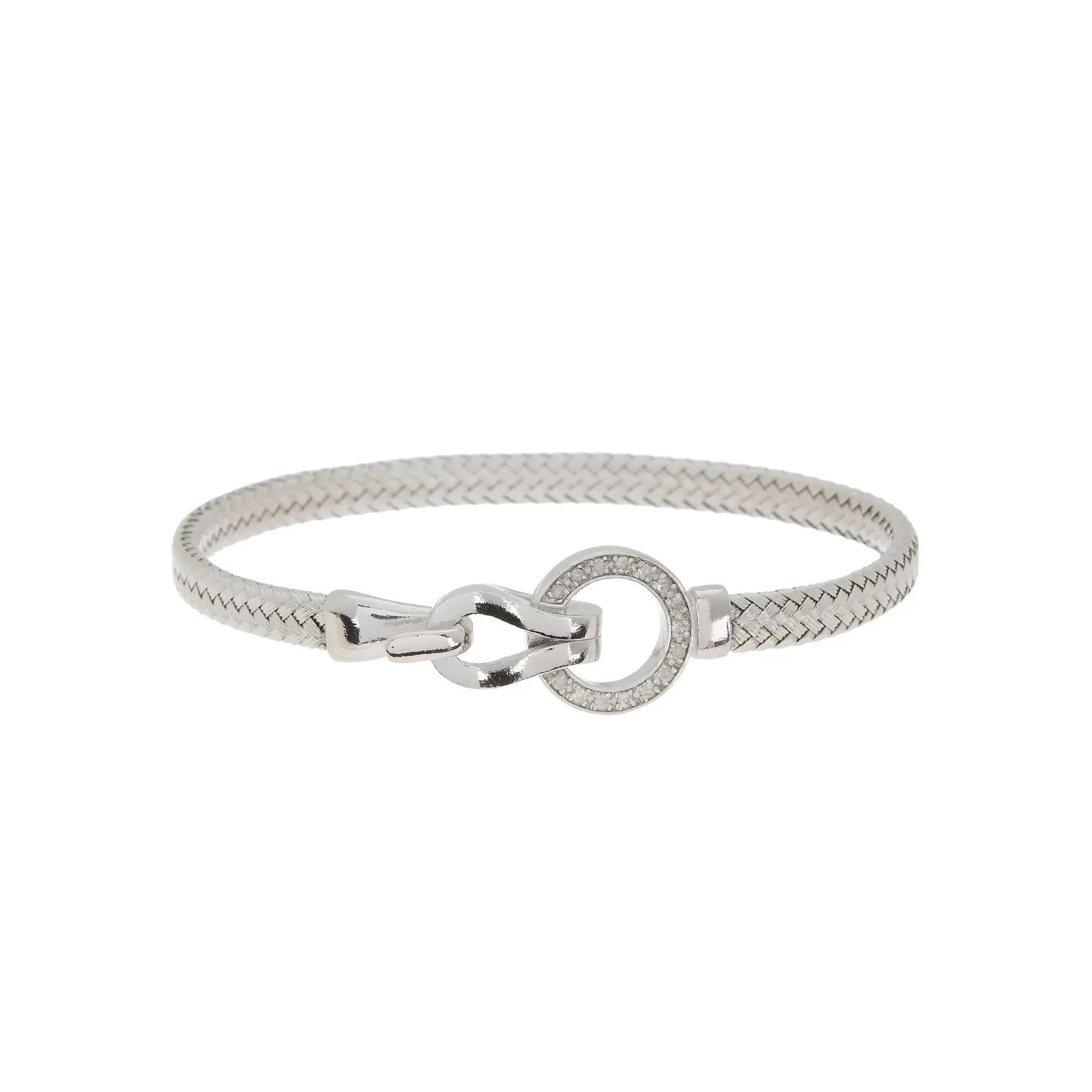 Meshmerise 1/8 Carat T.W. Diamond Hook Bangle Bracelet, Women's, Size: 7", Silver Tone Product Image