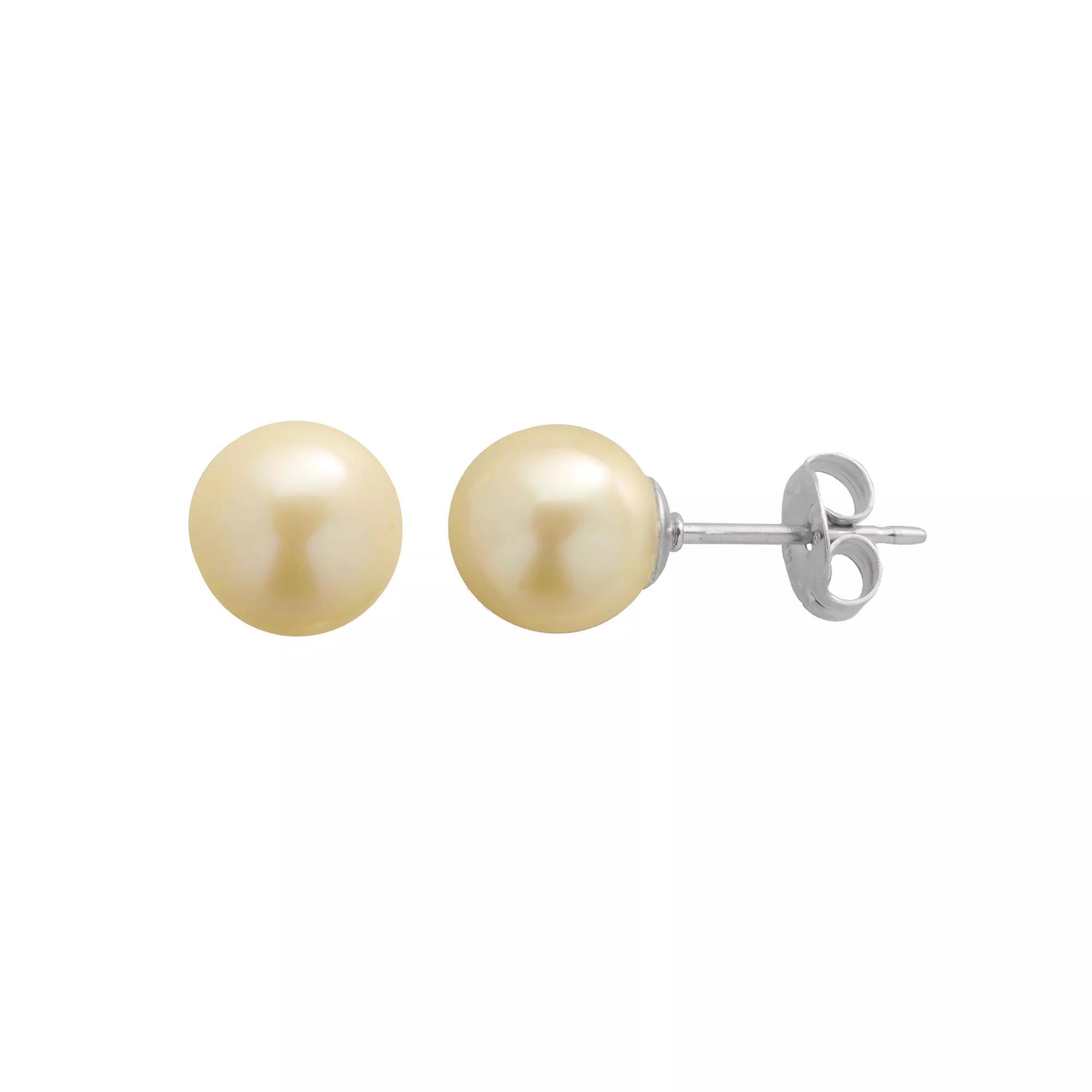 PearLustre by Imperial Dyed Freshwater Cultured Pearl Sterling Silver Stud Earrings, Womens, Light Yellow Product Image