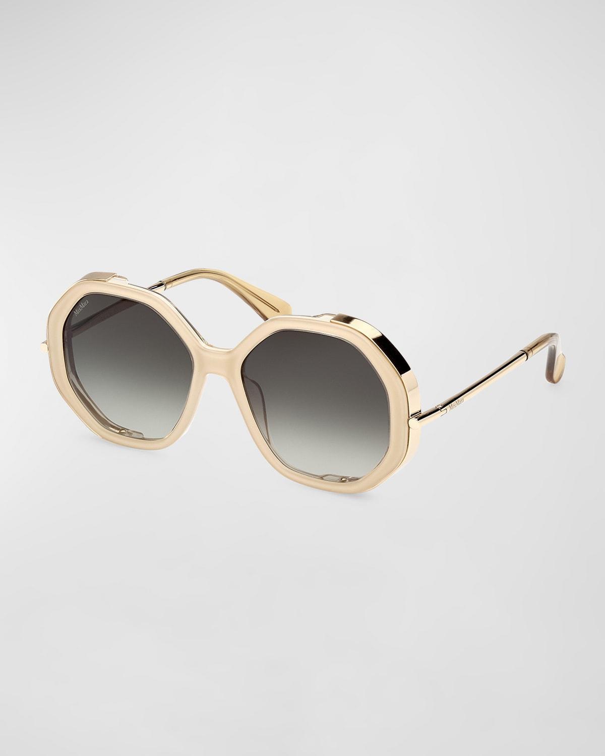 Liz Double Rimmed Mixed-Media Round Sunglasses Product Image