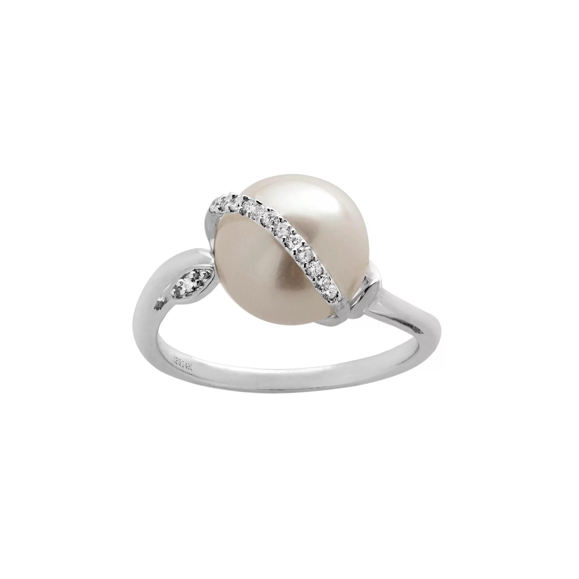 PearLustre by Imperial Freshwater Cultured Pearl & Diamond Accent 14k White Gold Ring, Womens Product Image