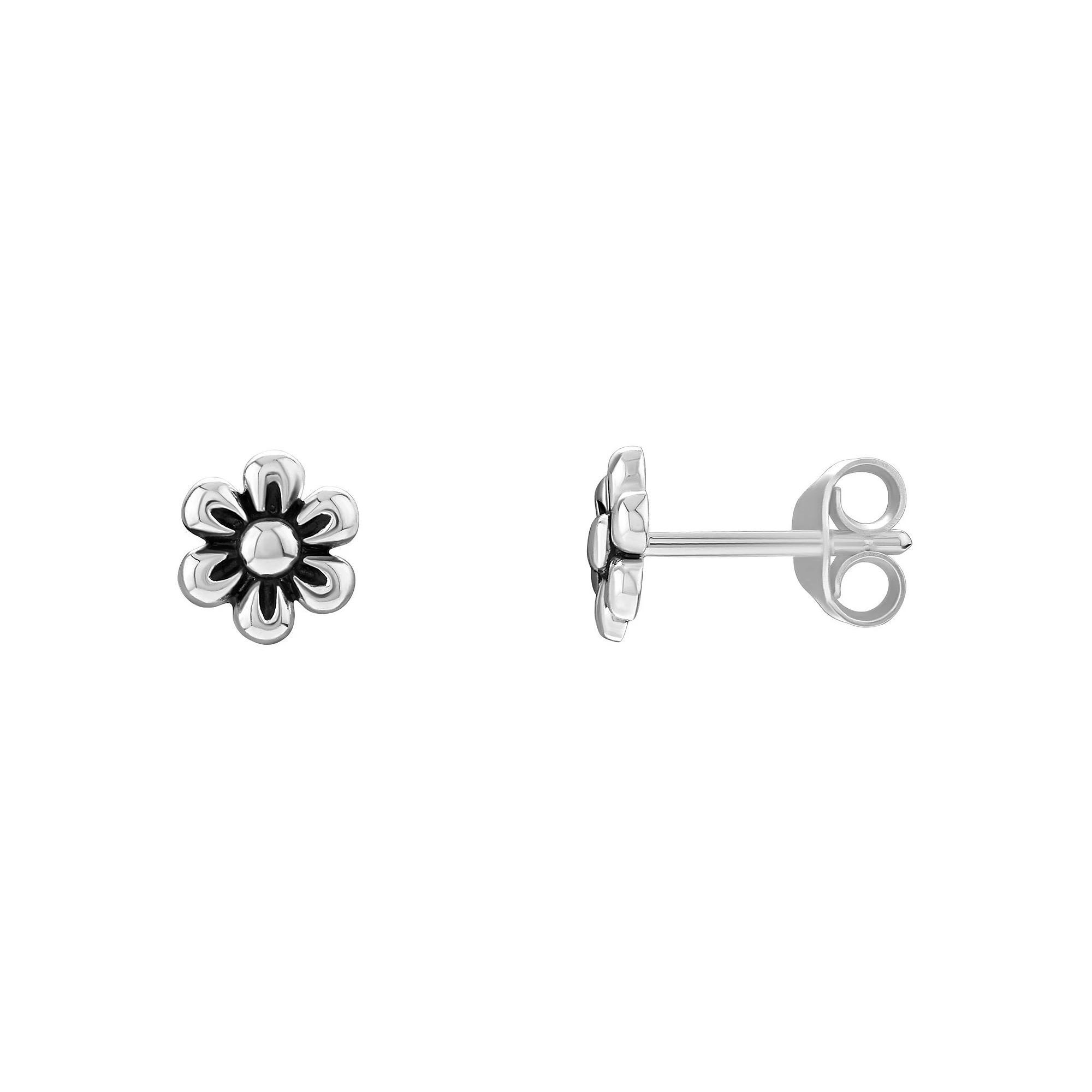 PRIMROSE Sterling Silver Oxidized Flower Earring, Women's, Silver Tone Product Image