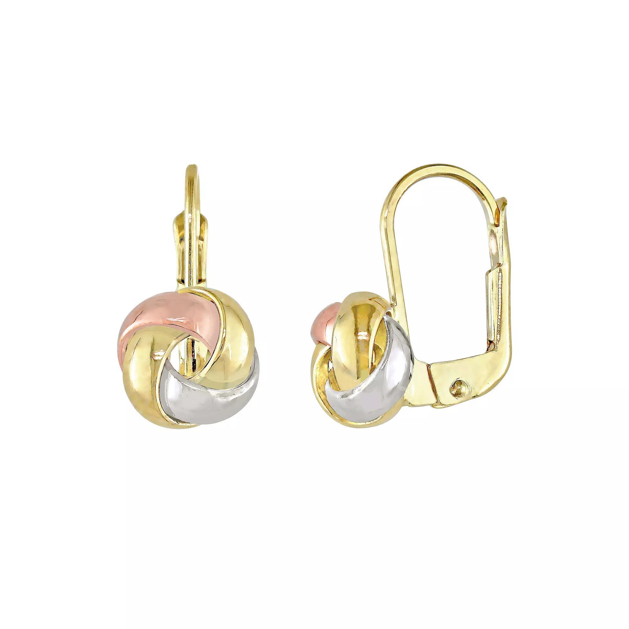 Stella Grace 3-Tone 10k Gold, Rose Gold & White Gold Entwined Love Knot Earrings, Women's, 10k  Tone Product Image