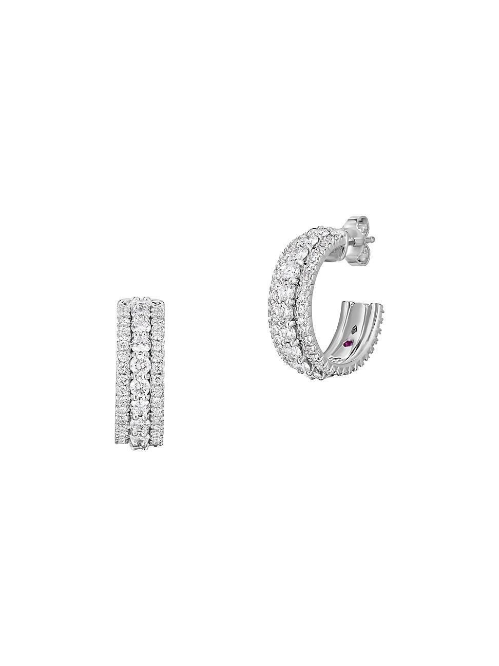 Womens Siena 18K White Gold & Diamond Three-Row Hoop Earrings Product Image