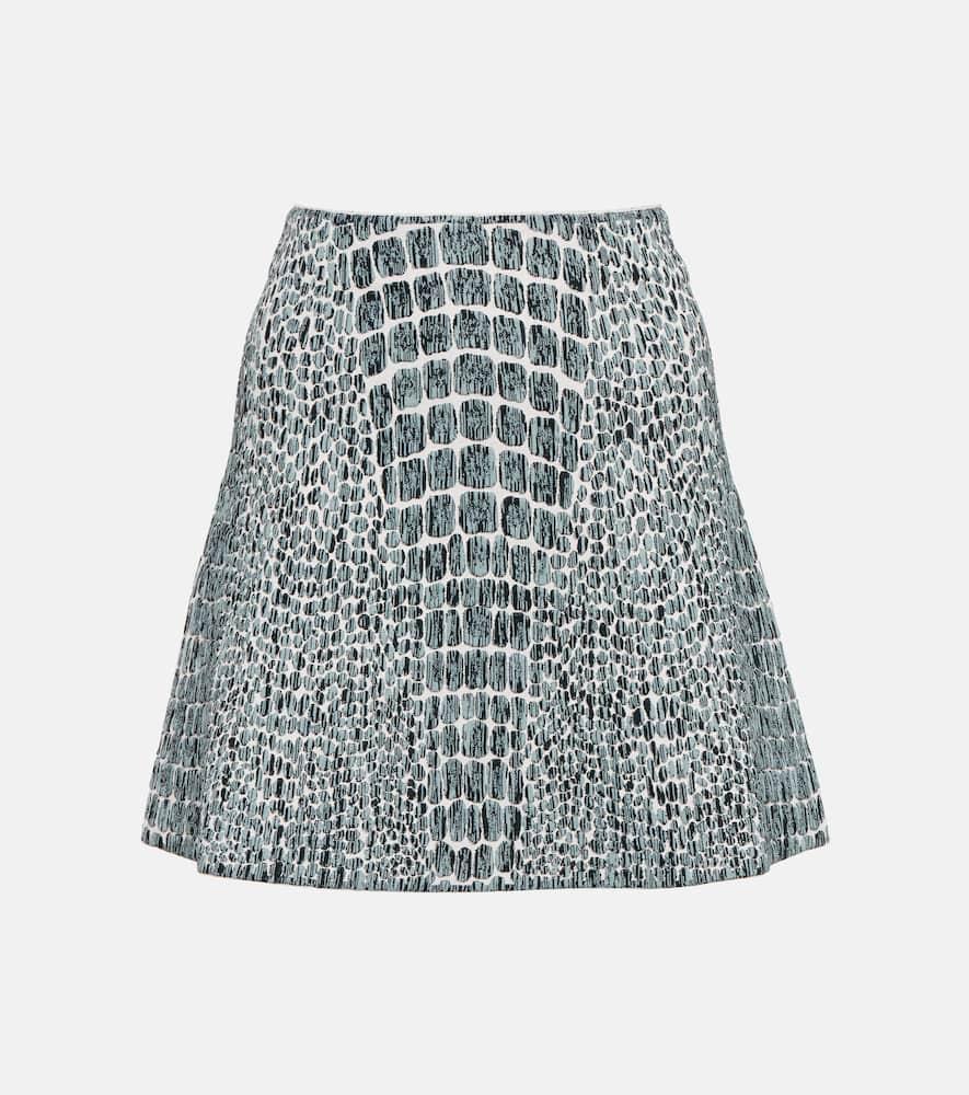 ALAÏA White & Blue Jacquard Miniskirt In 197 White/ Opaline Product Image
