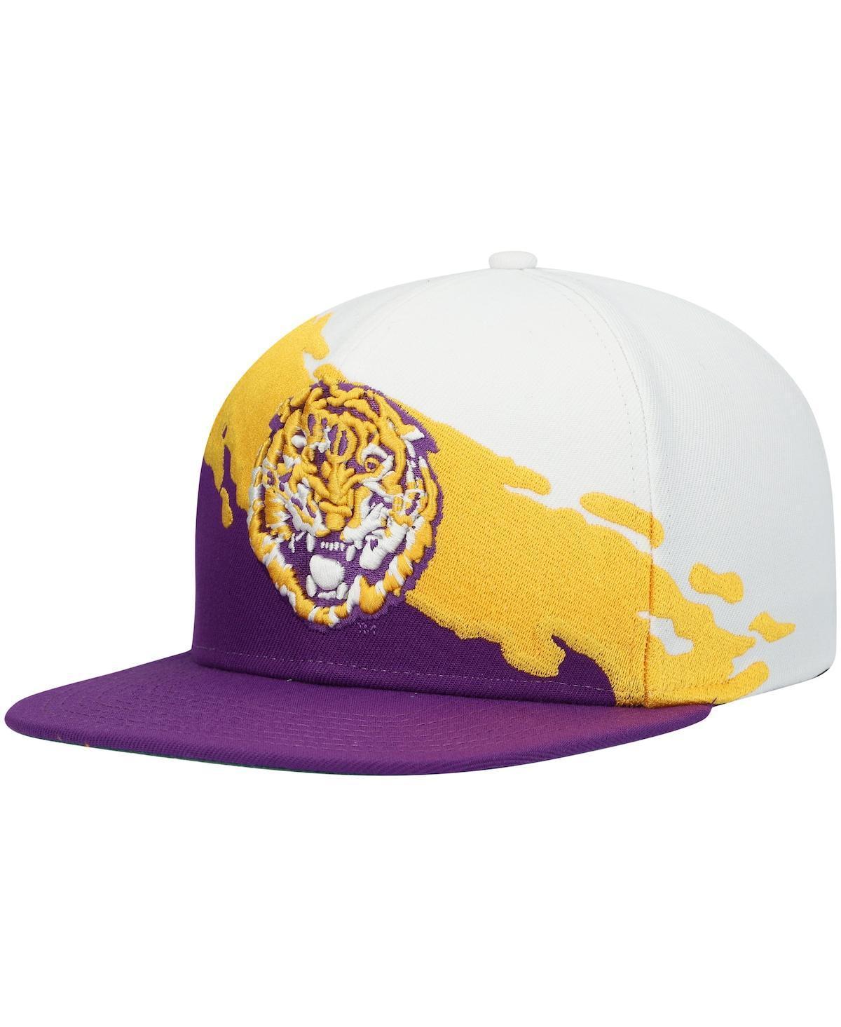 Men's Mitchell & Ness Purple/White LSU Tigers Paintbrush Snapback Hat Product Image