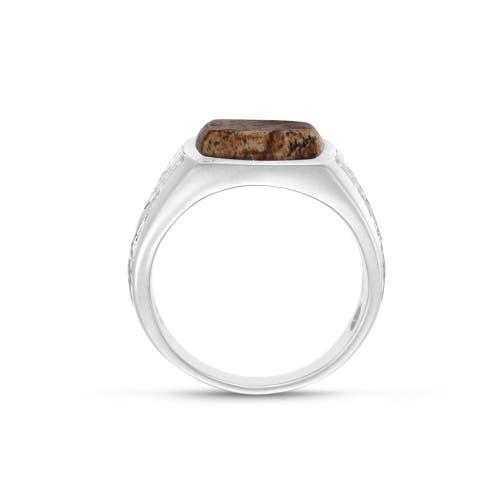 LuvMyJewelry Brown Picasso Jasper Sterling Silver Men Signet Ring at Nordstrom, Size 9.5 Product Image
