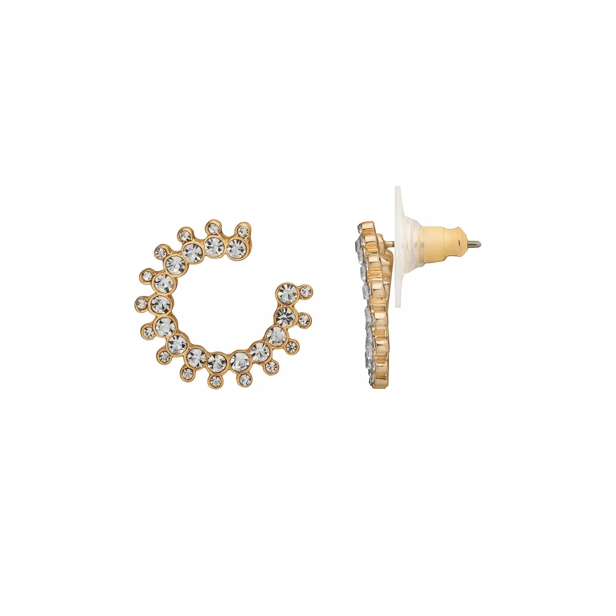 LC Lauren Conrad Gold Tone Pave Circle Stud Earrings, Women's, Clear Product Image
