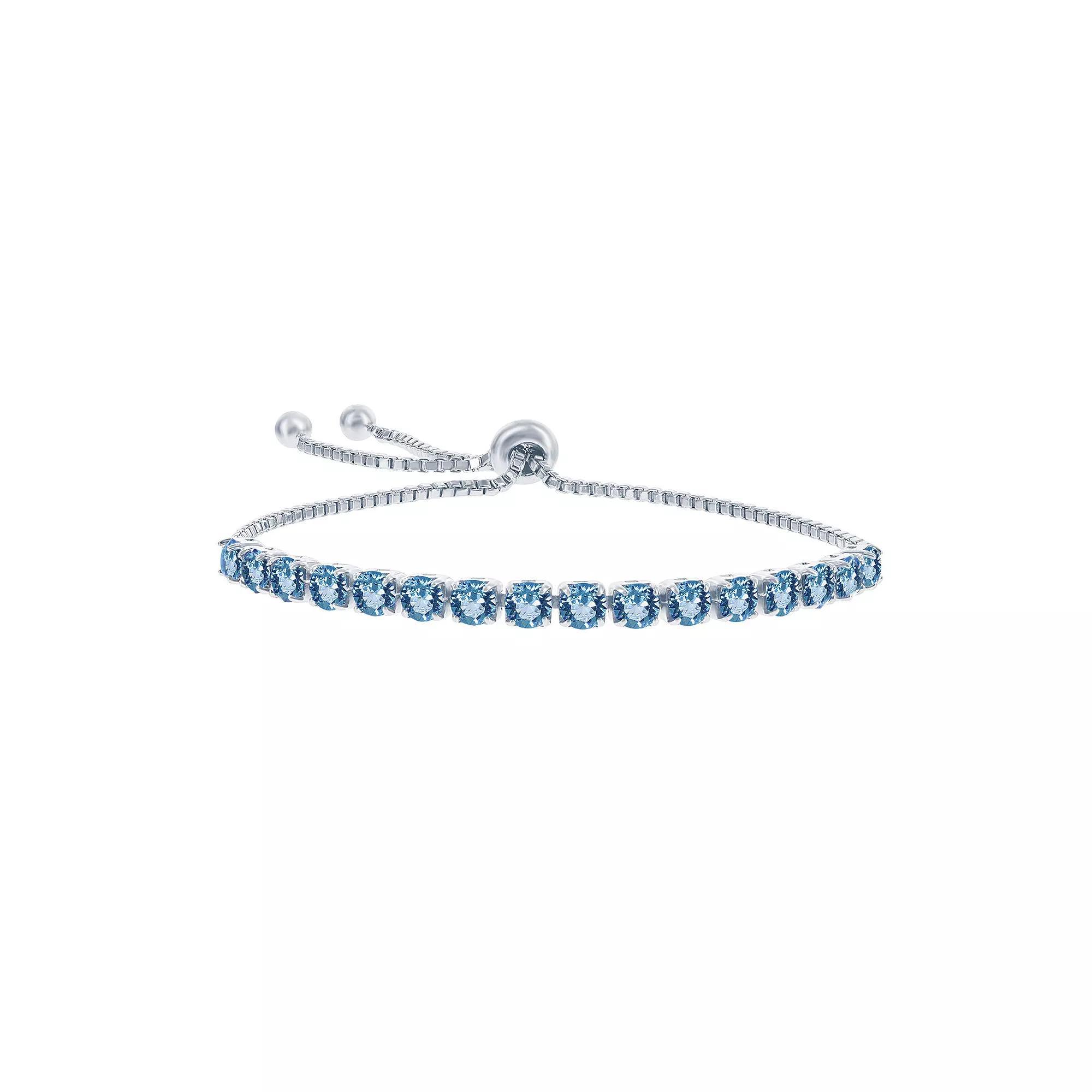 Sterling Silver Simulated Blue Topaz Adjustable Bracelet, Women's, Size: 5-9" ADJ Product Image