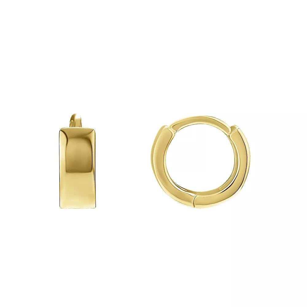 PRIMROSE Sterling Silver Polished Huggie Hoop Earrings, Women's, Size: 10MM, Gold Tone Product Image