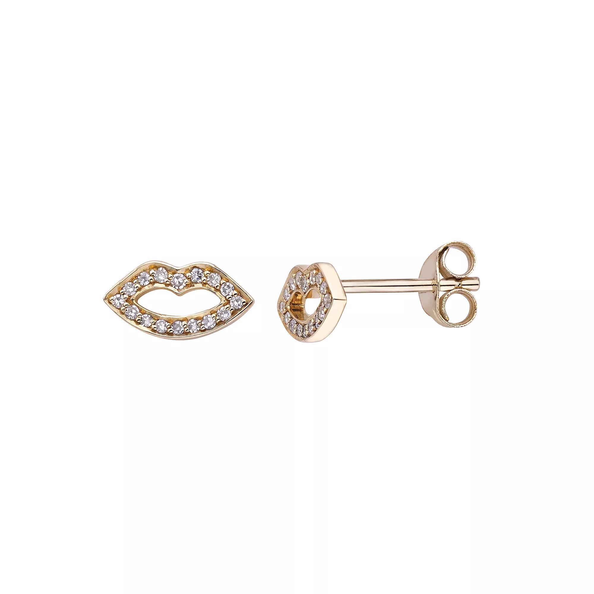 10K Gold 1/10 Carat T.W. Diamond Lip Earrings, Women's, Yellow Product Image