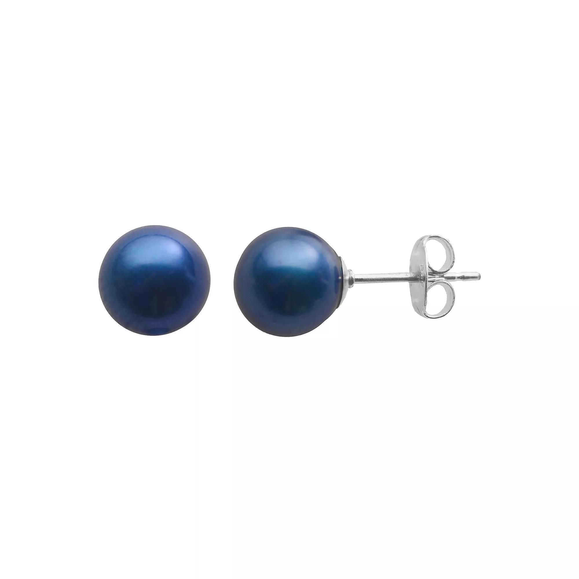 PearLustre by Imperial Dyed Freshwater Cultured Pearl Sterling Silver Stud Earrings, Womens, Blue Blue Product Image