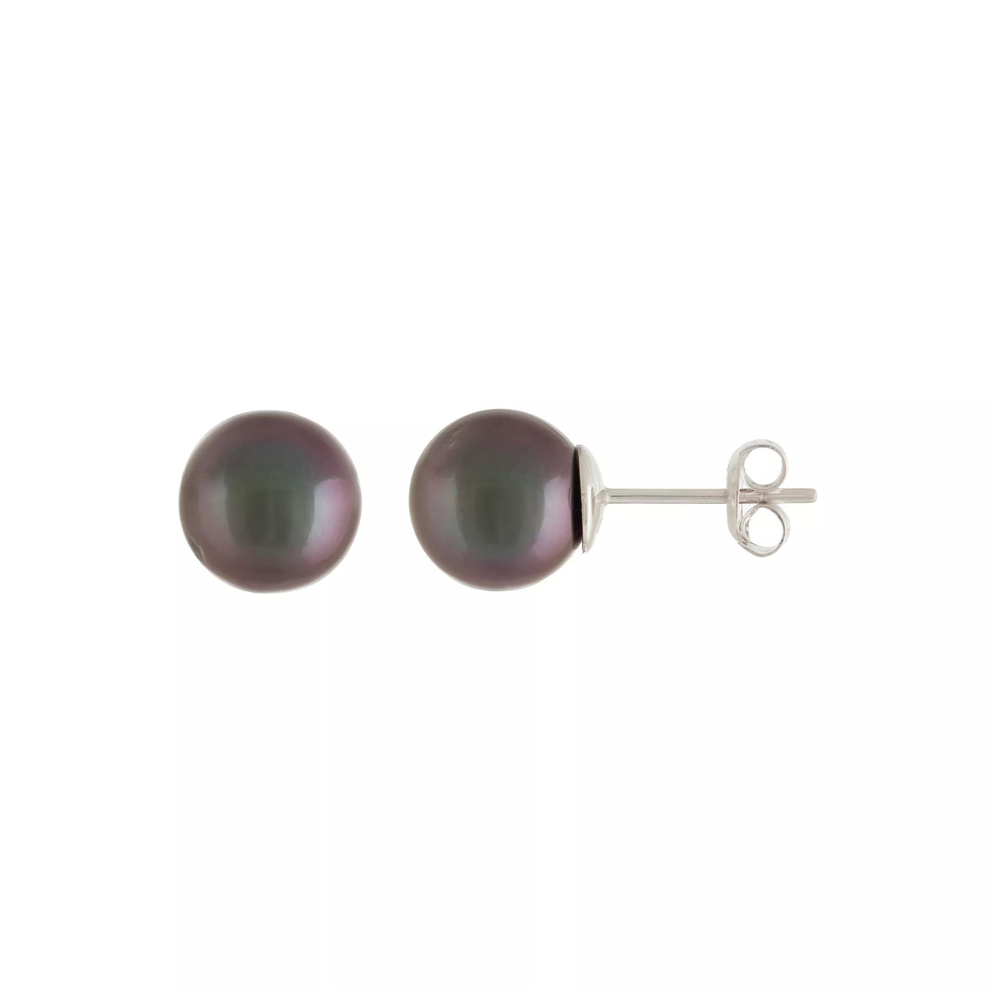 14k White Gold Tahitian Cultured Pearl Stud Earrings, Women's, 14k Gold Product Image