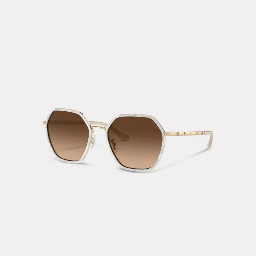 Embellished Narrow Metal Hexagon Sunglasses Product Image