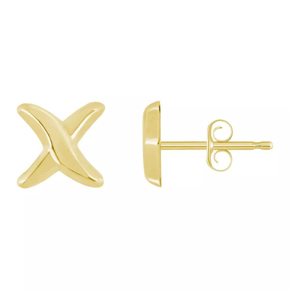 14k Gold X-Shaped Stud Earrings, Women's Product Image