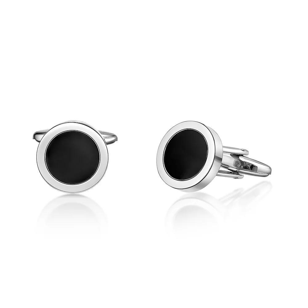 LYNX Men's Stainless Steel Black Resin Cuff Links Product Image