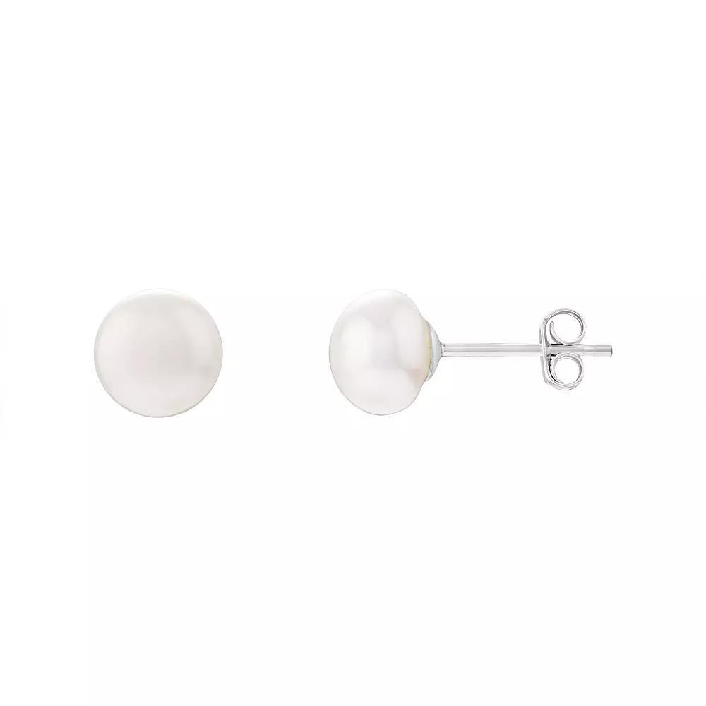 PRIMROSE White Cultured Freshwater Pearl Stud Earrings, Women's, Size: 8MM, Sterling Silver Product Image