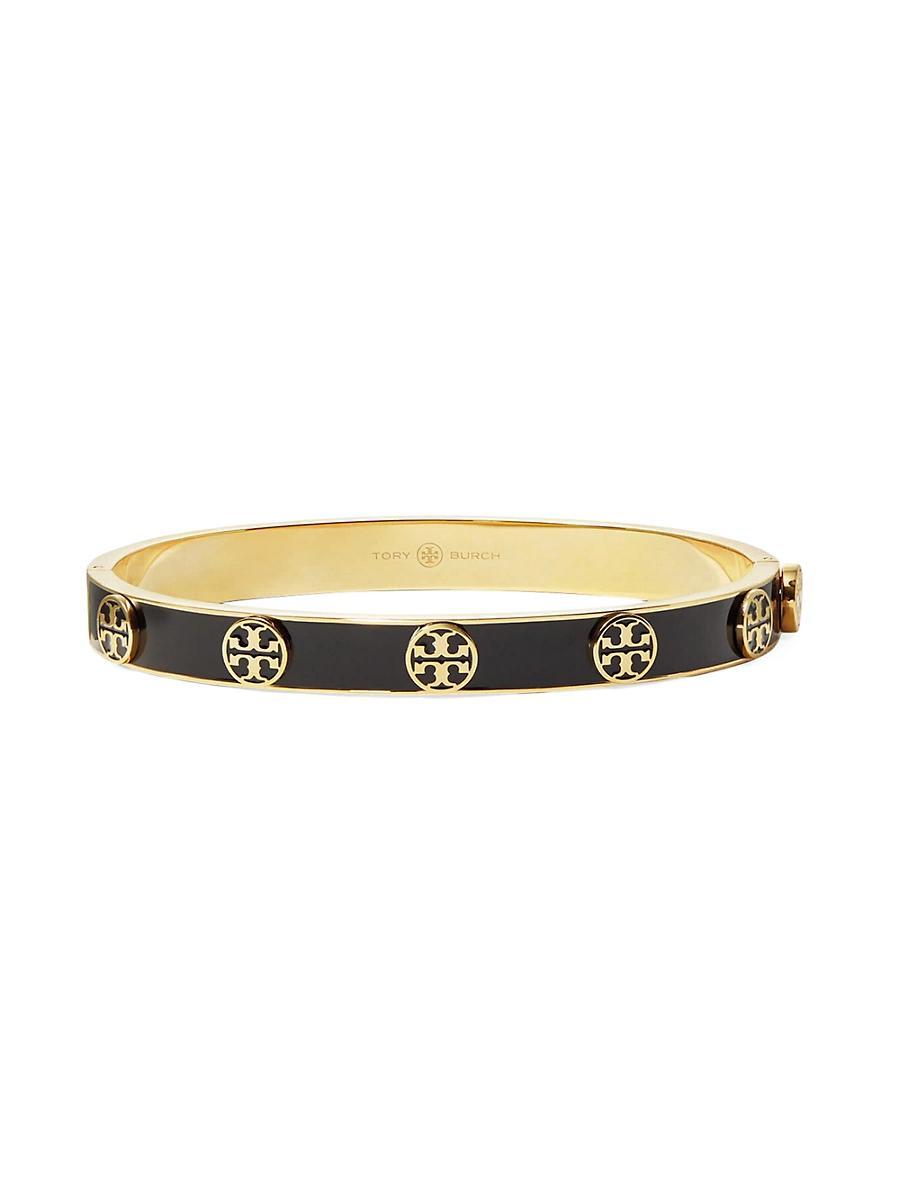Womens Miller 14K Gold-Plated & Enamel Double-T Stud Bracelet Product Image