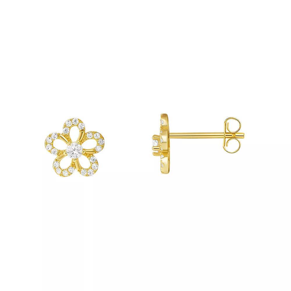 PRIMROSE Sterling Silver Cubic Zirconia Sweet Daisy Stud Earrings, Women's, Gold Tone Product Image